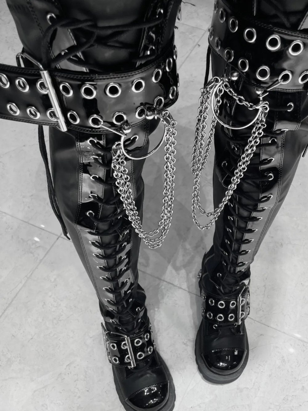 DemoniaCult Bratty304 Thigh High Boots Women's Size 11